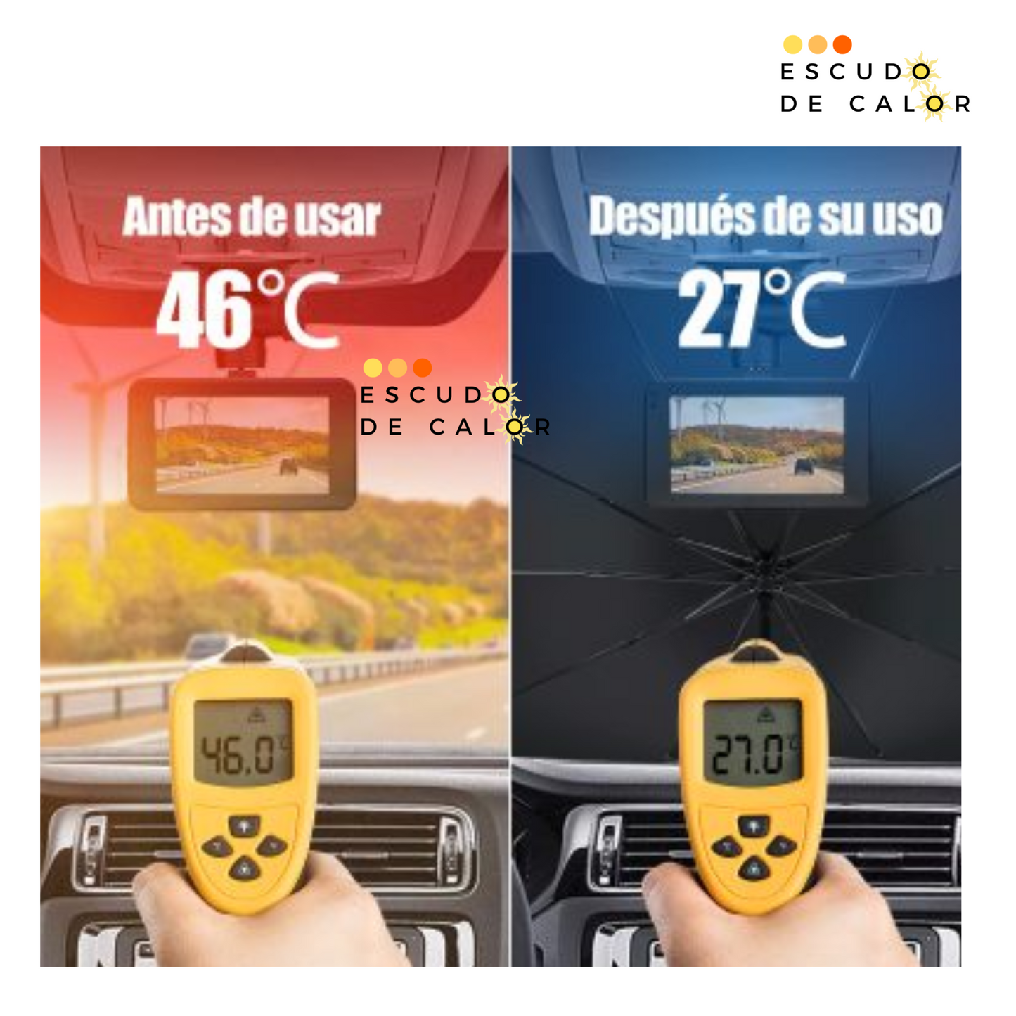 TAPASOL PARA AUTOS TIPO PARAGUAS - PROTECCION SOLAR COMBATE RAYOS UV